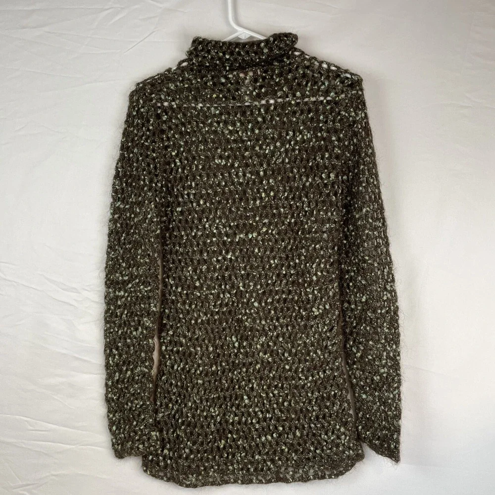 Free People Sweater Women's Size Small Open Knit Turtleneck Mohair‎ Cotton
